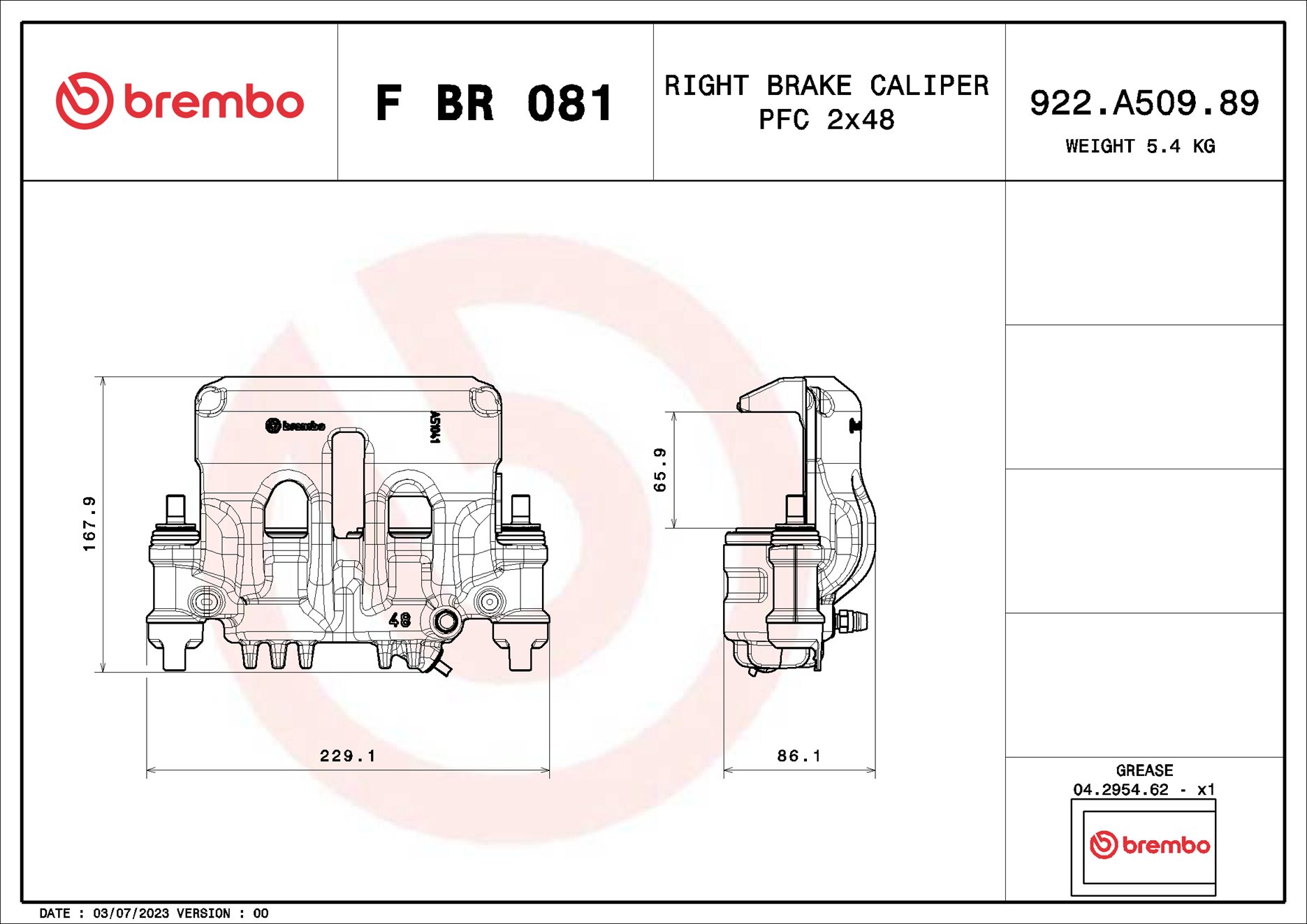 Brembo Remzadel/remklauw F BR 081