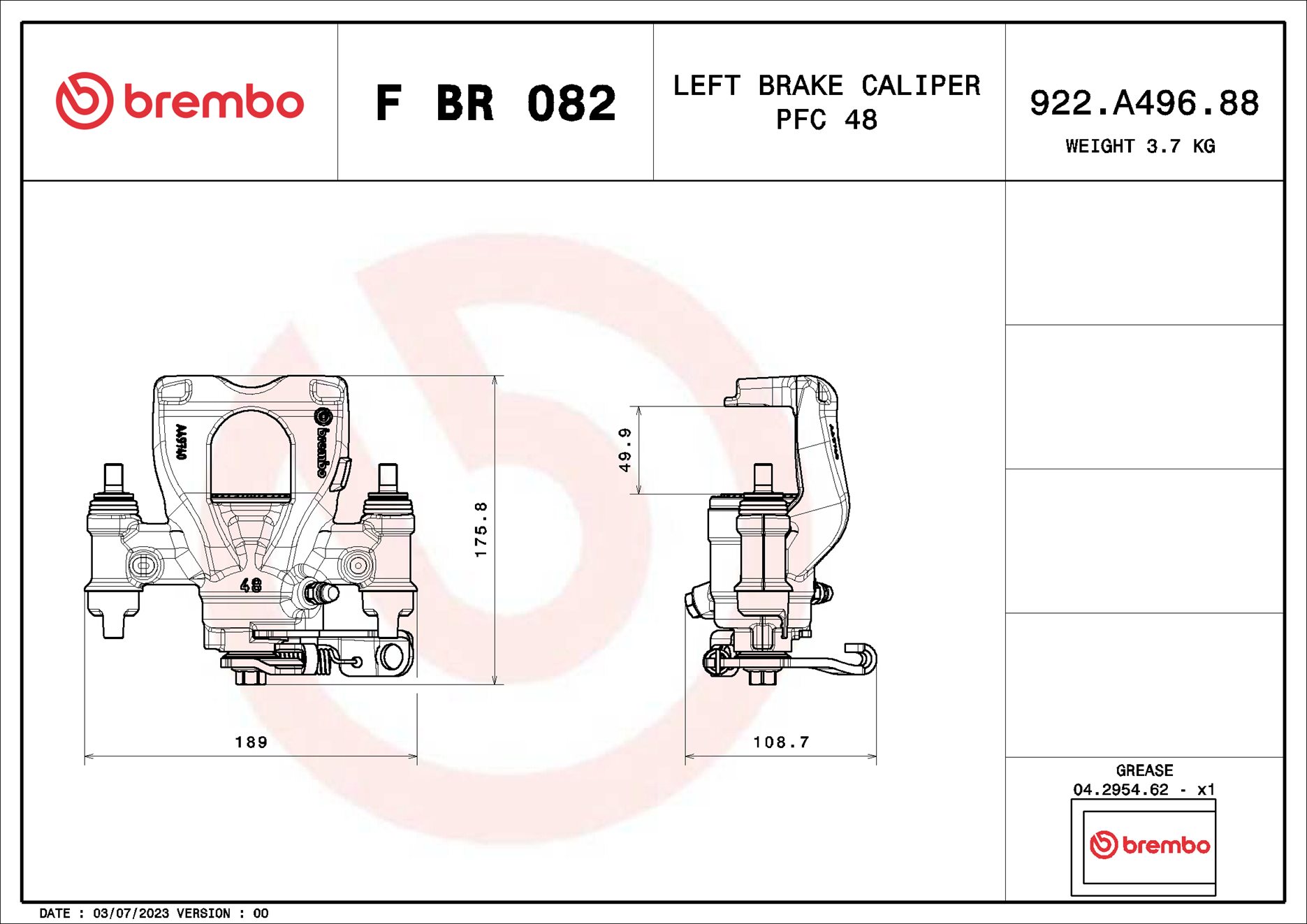 Brembo Remzadel/remklauw F BR 082