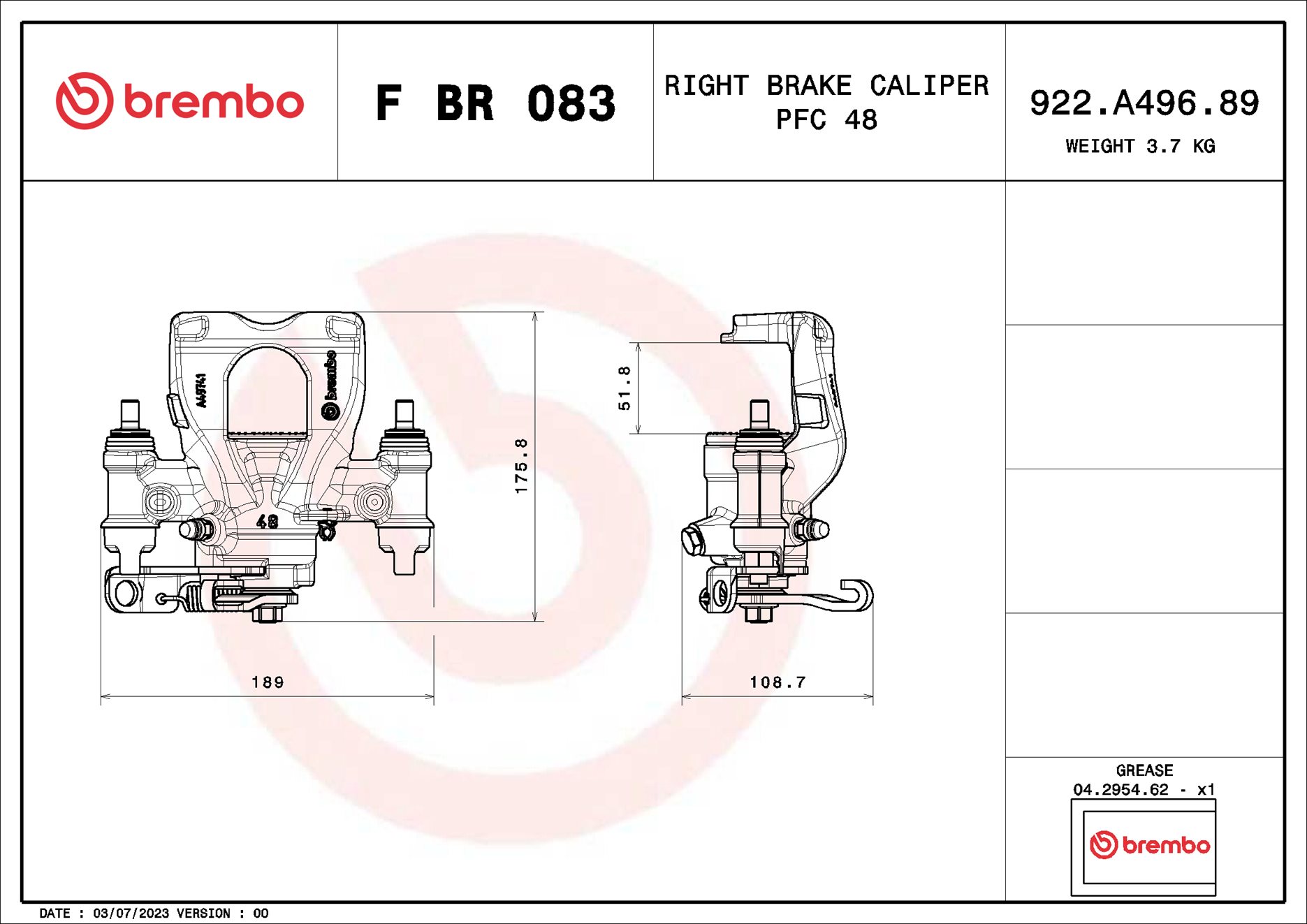 Brembo Remzadel/remklauw F BR 083