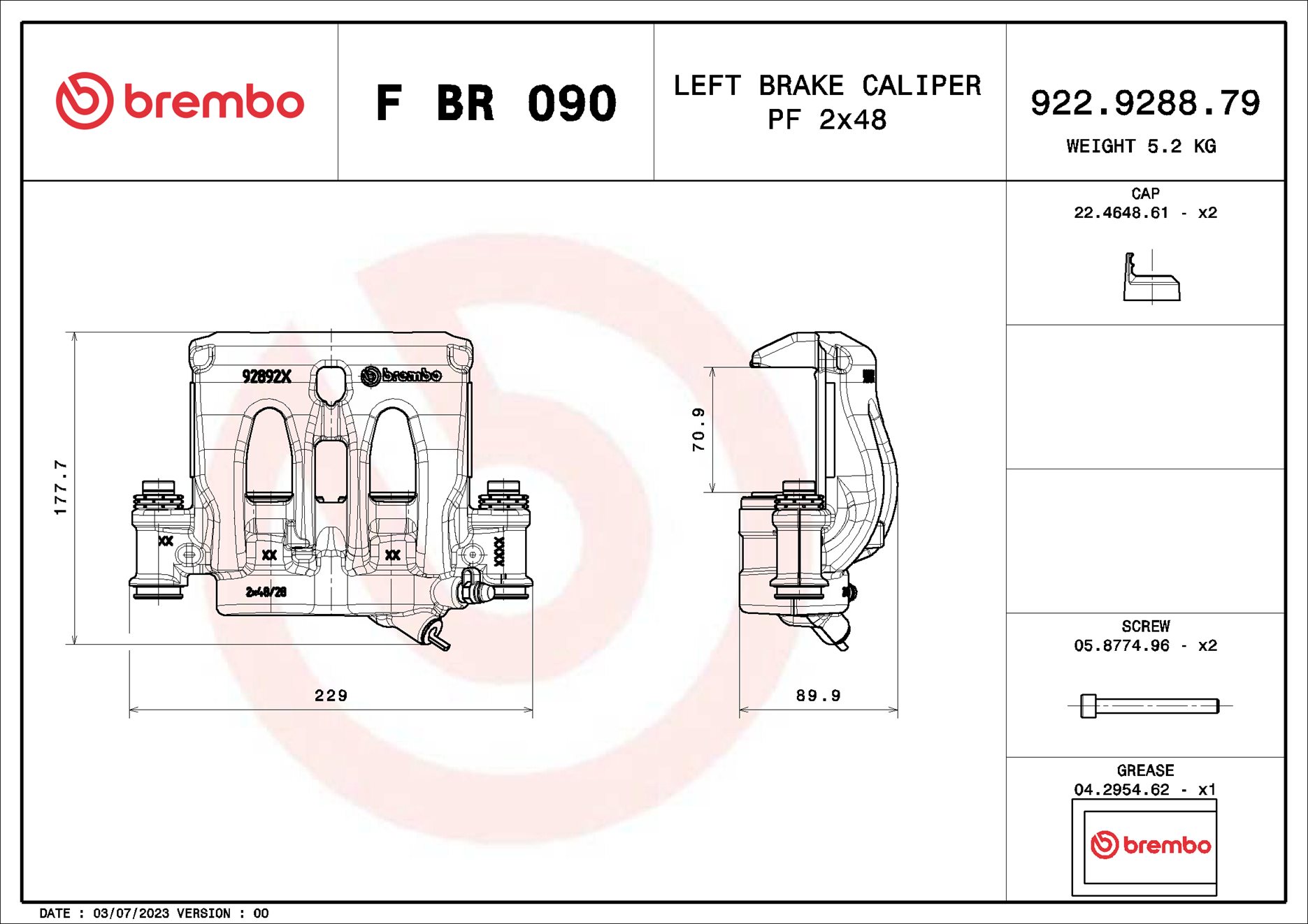 Brembo Remzadel/remklauw F BR 090