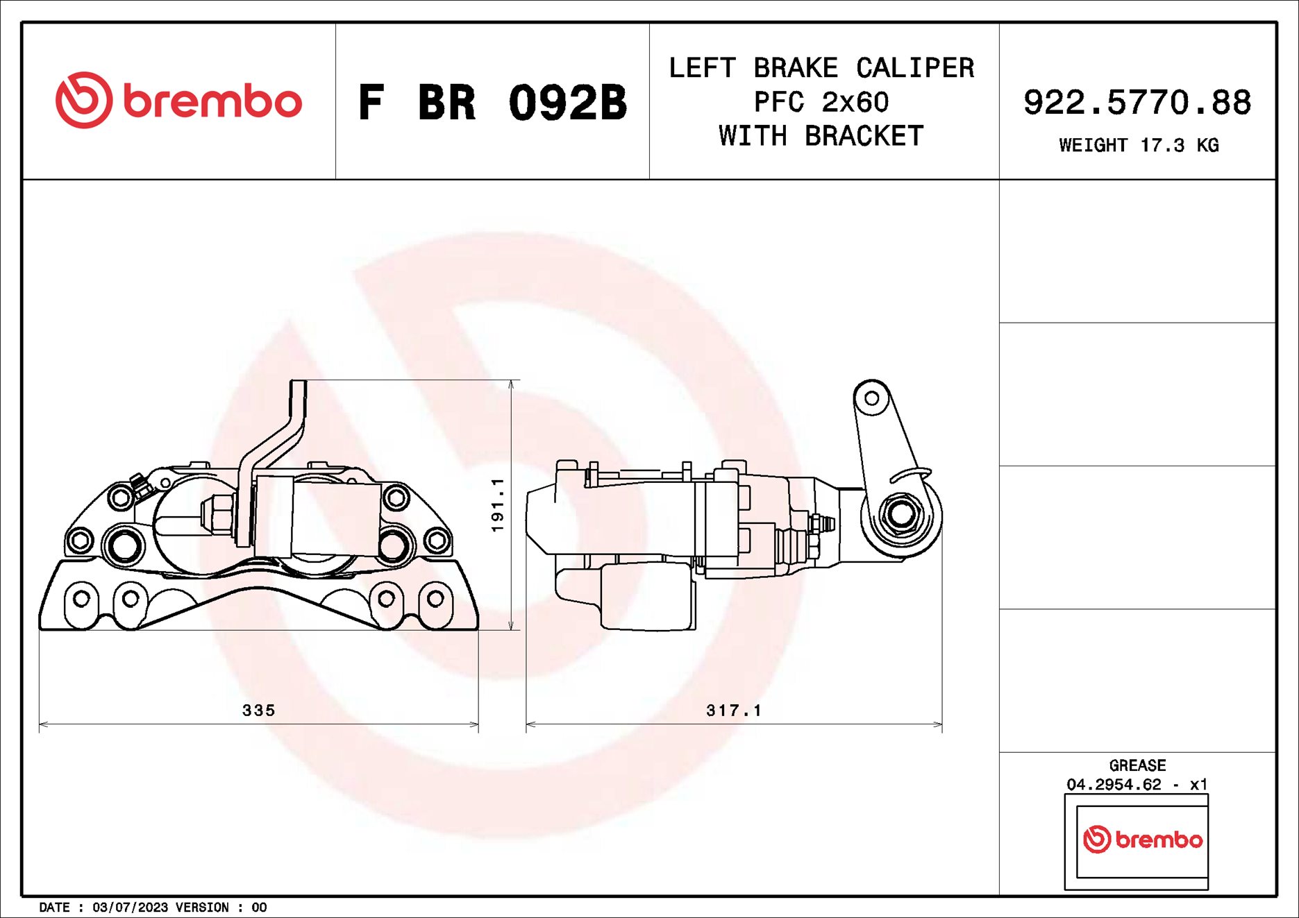 Brembo Remzadel/remklauw F BR 092B