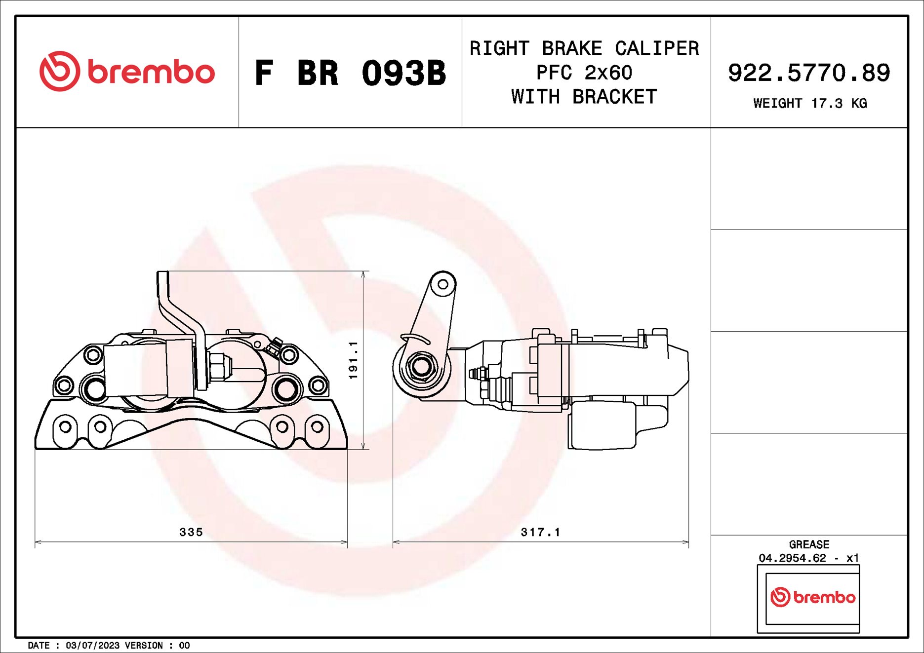 Brembo Remzadel/remklauw F BR 093B