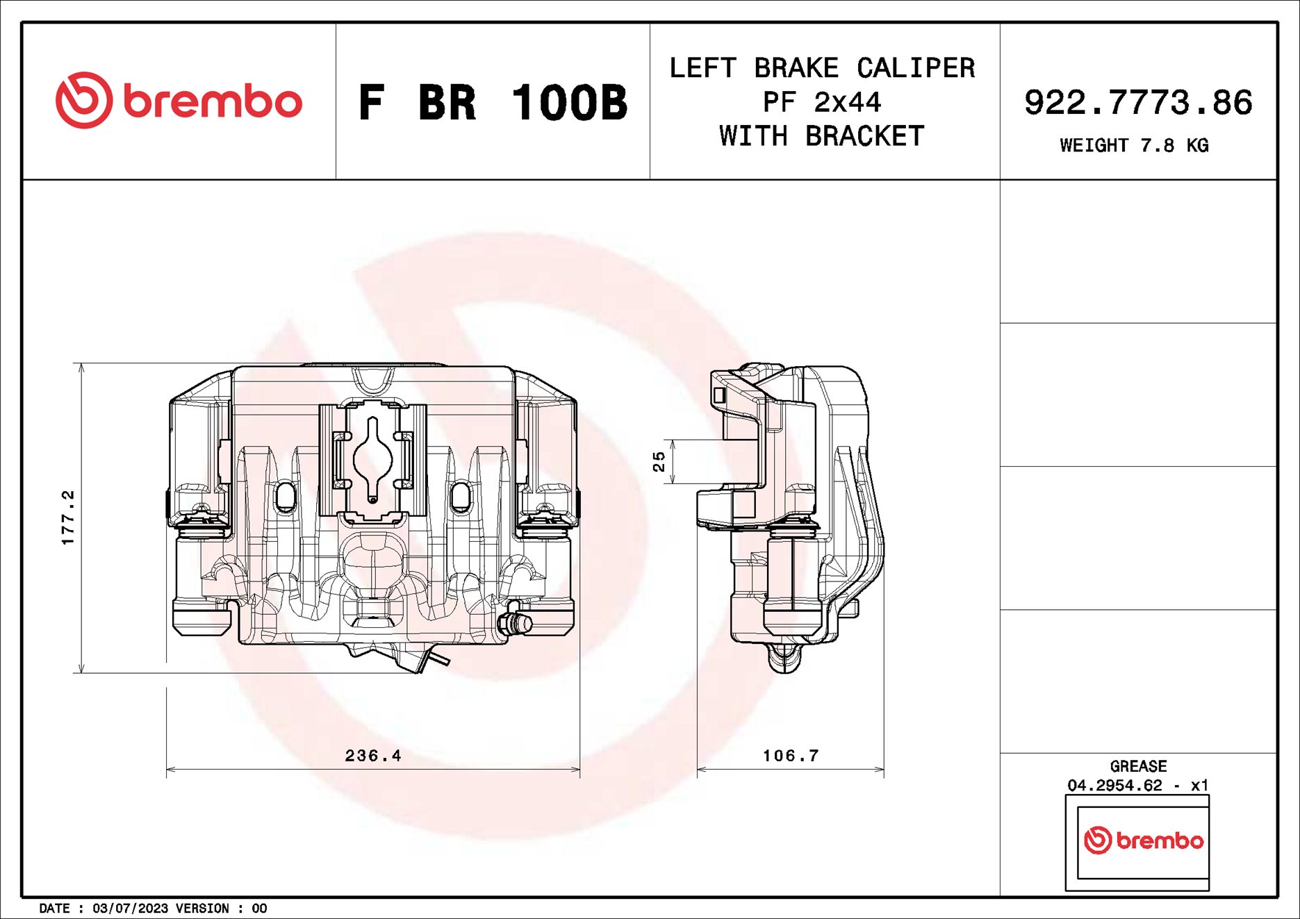 Brembo Remzadel/remklauw F BR 100B