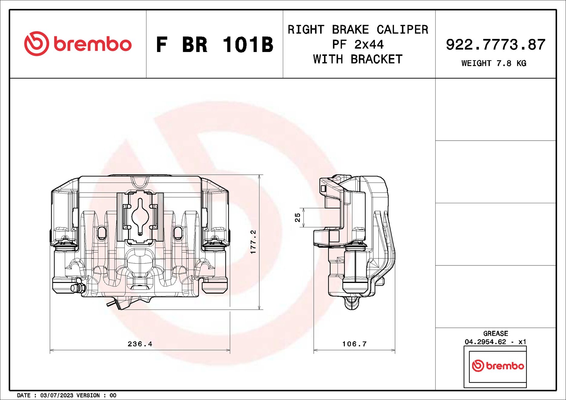 Brembo Remzadel/remklauw F BR 101B