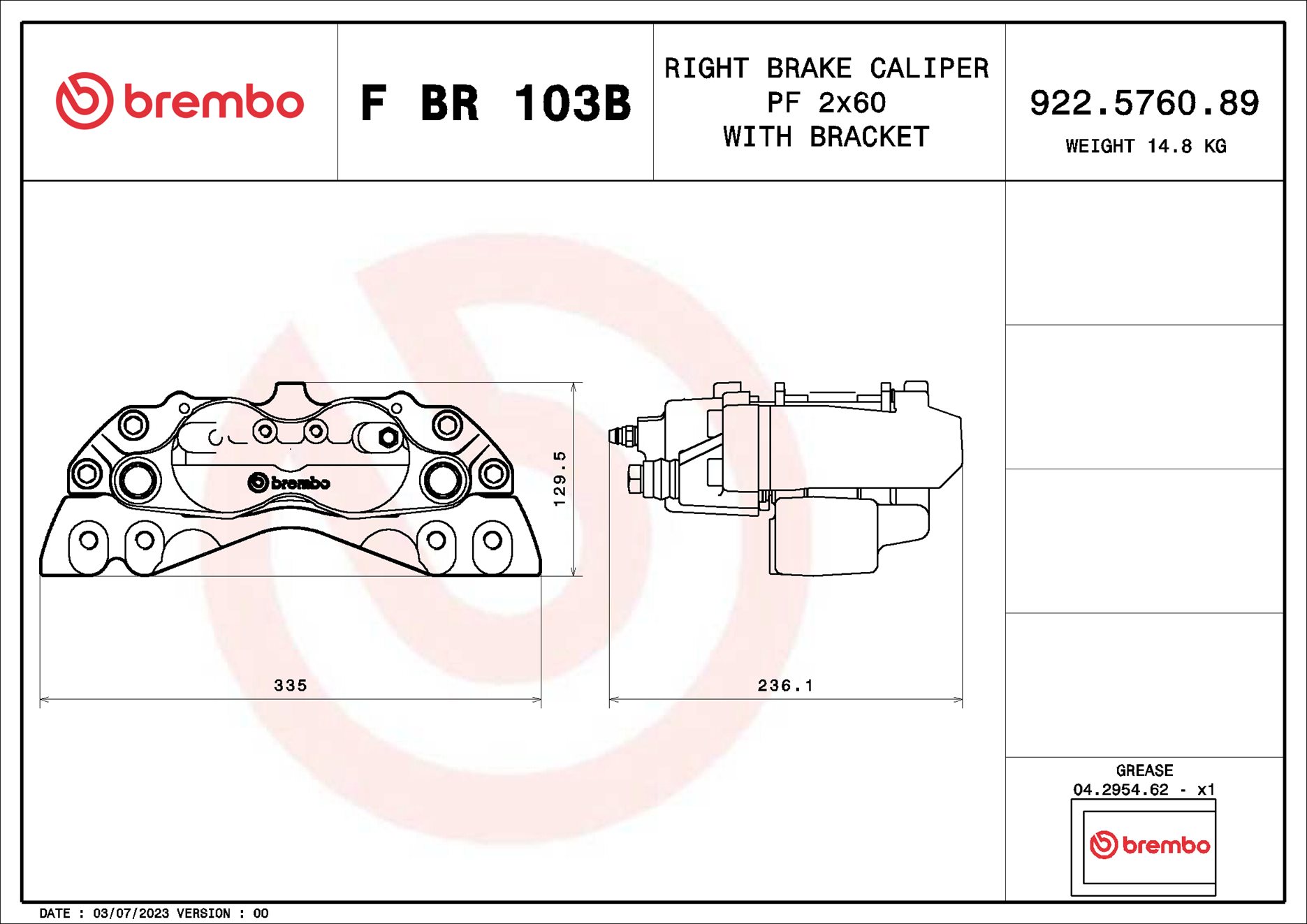 Brembo Remzadel/remklauw F BR 103B