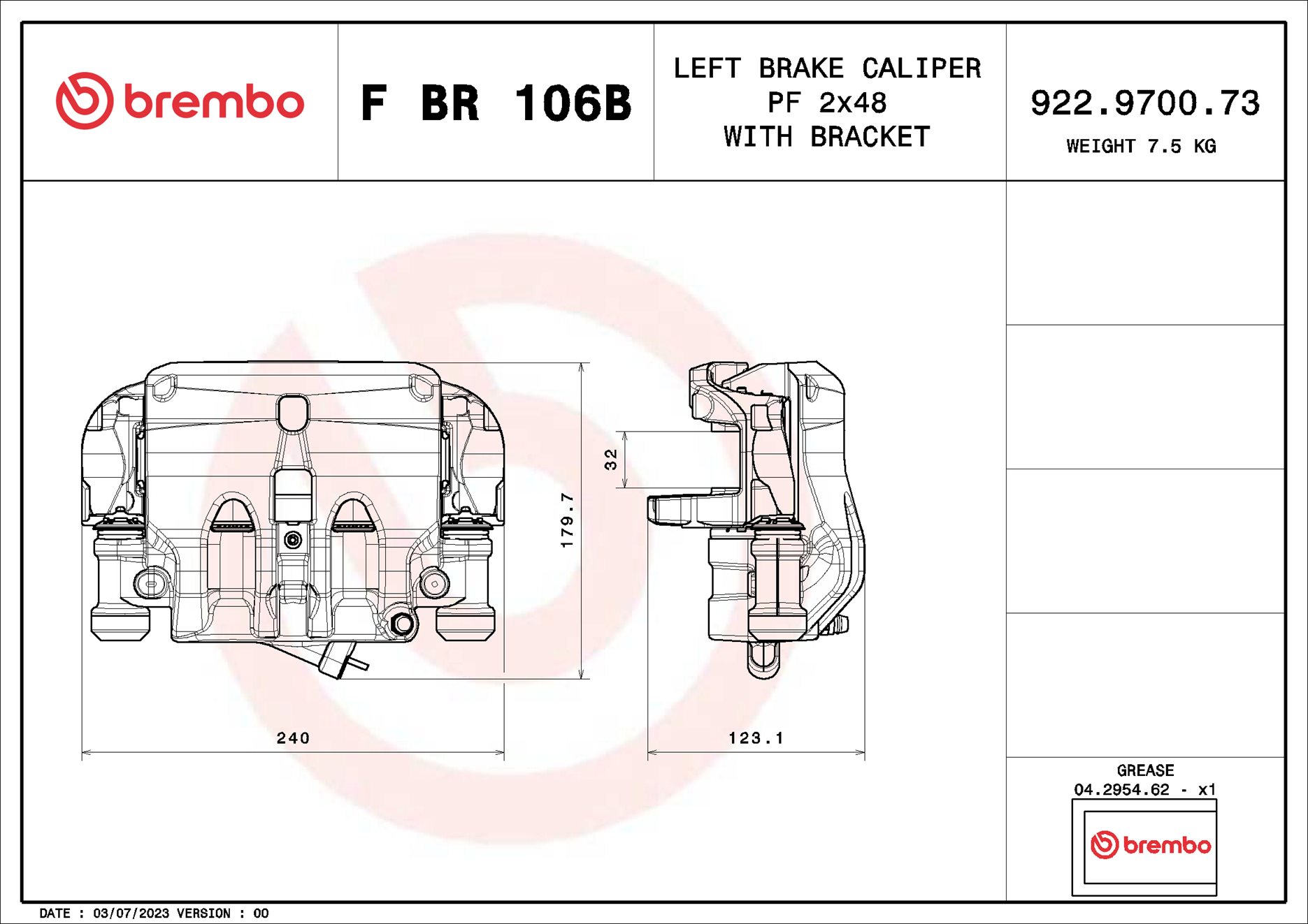 Brembo Remzadel/remklauw F BR 106B