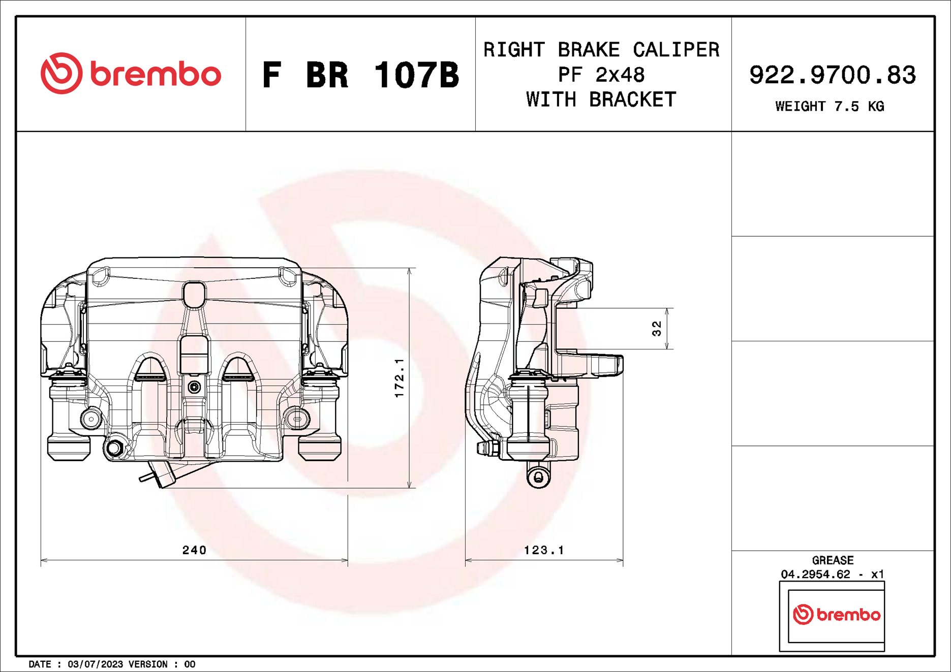 Brembo Remzadel/remklauw F BR 107B