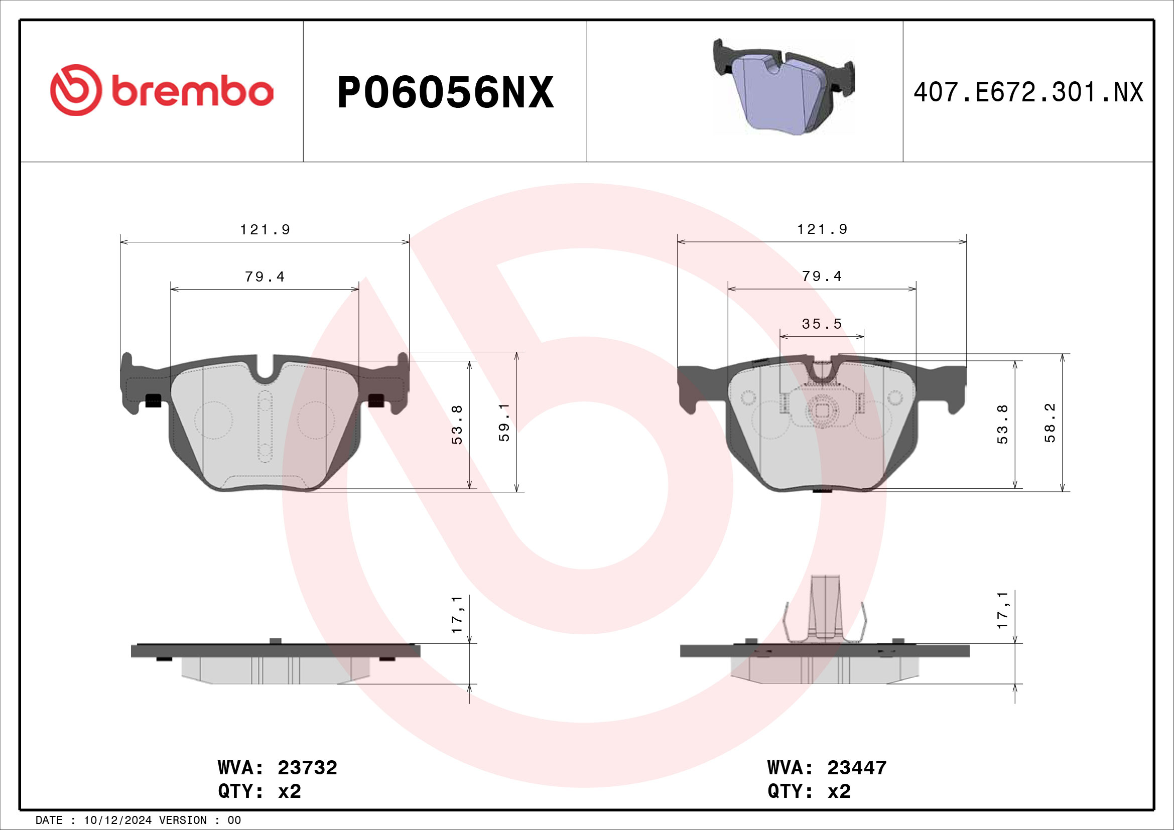 Brembo Remblokkenset, schijfrem P06056NX