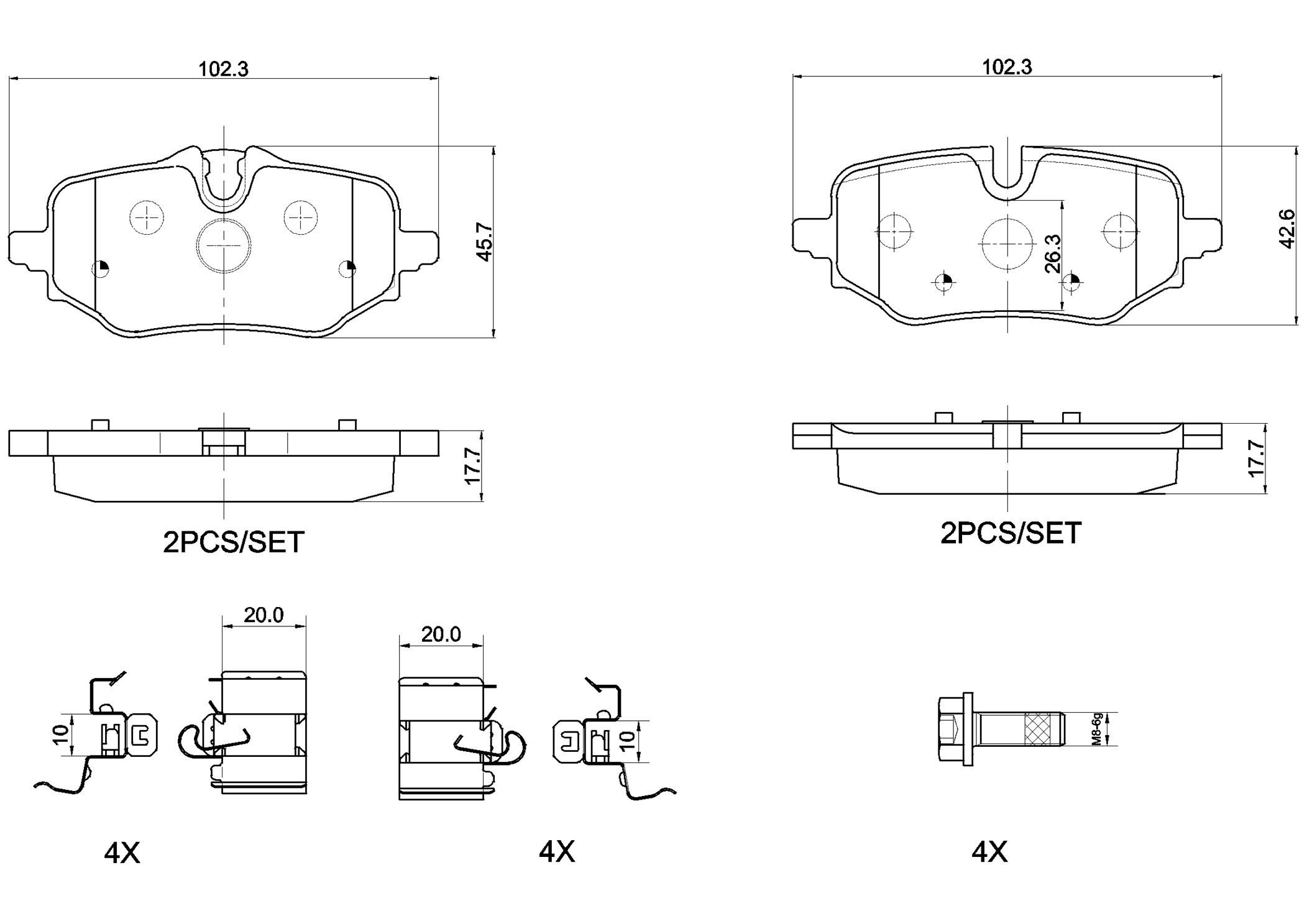 Remblokkenset, schijfrem Brembo P 06 122