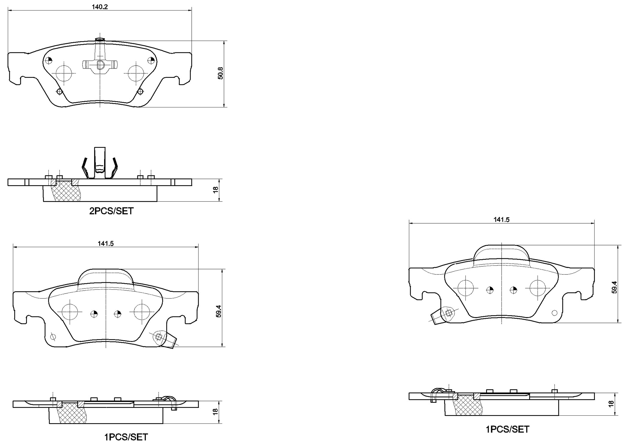 Remblokkenset, schijfrem Brembo P 37 016X