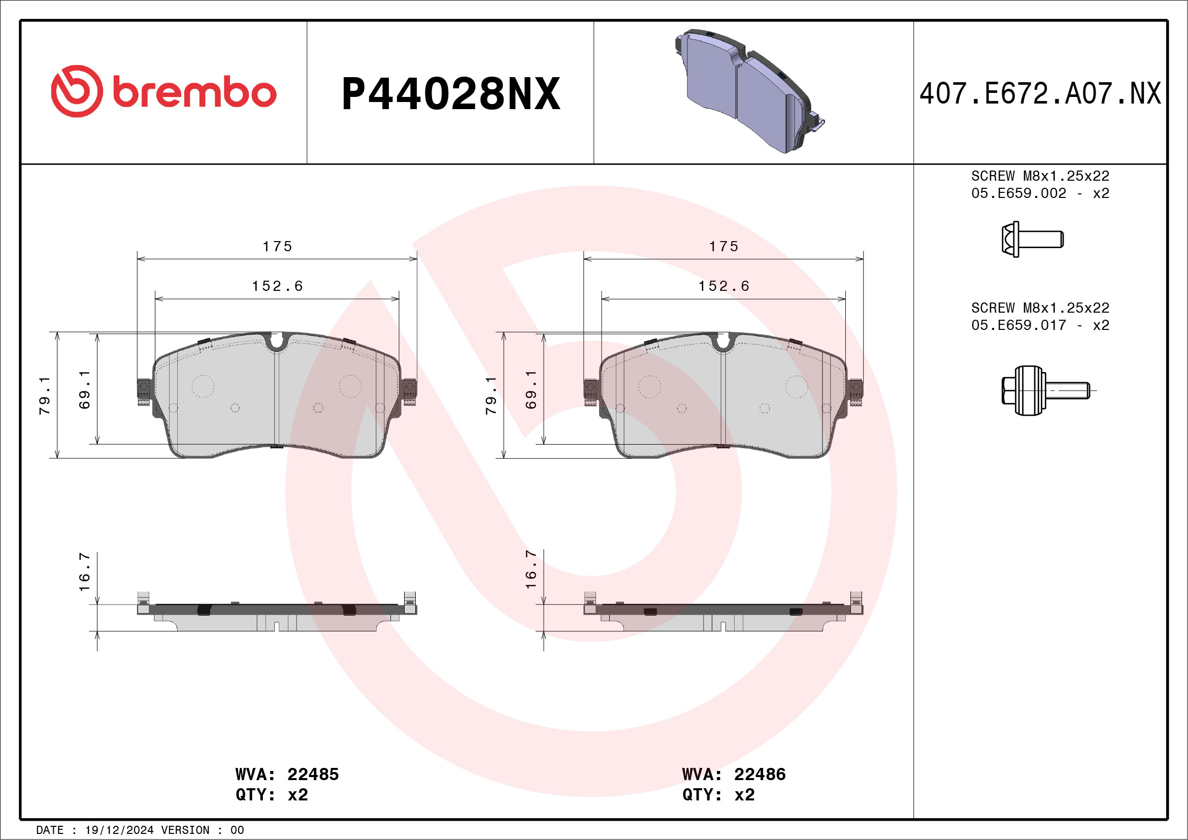 Brembo Remblokkenset, schijfrem P44028NX