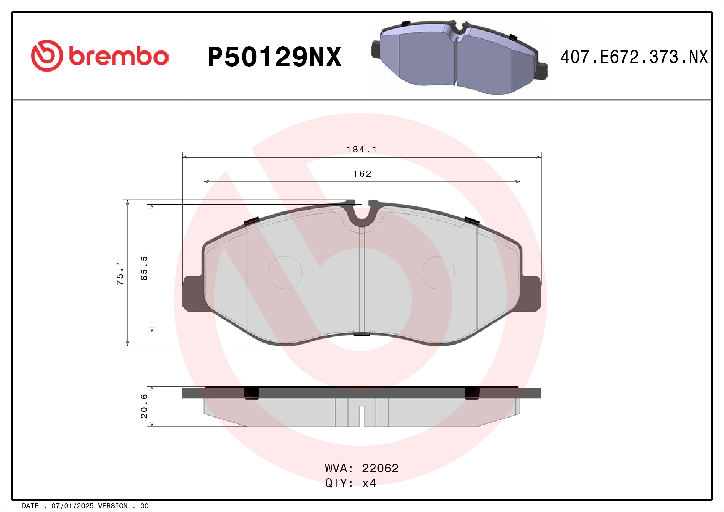 Remblokkenset, schijfrem Brembo P50129NX