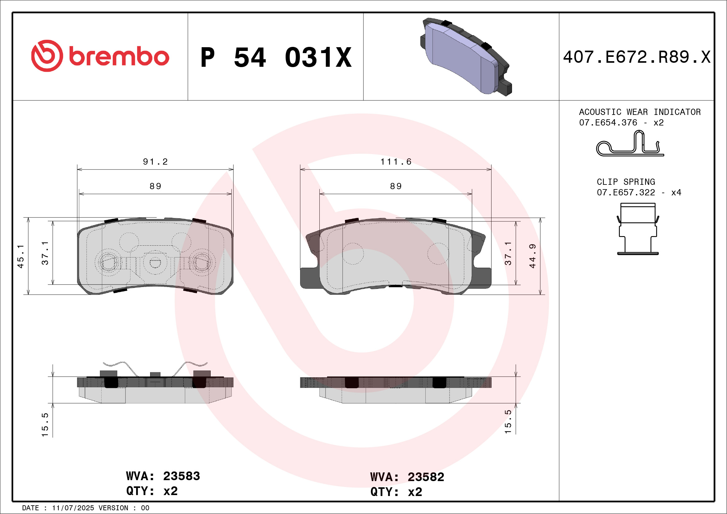 Brembo Remblokset P 54 031X