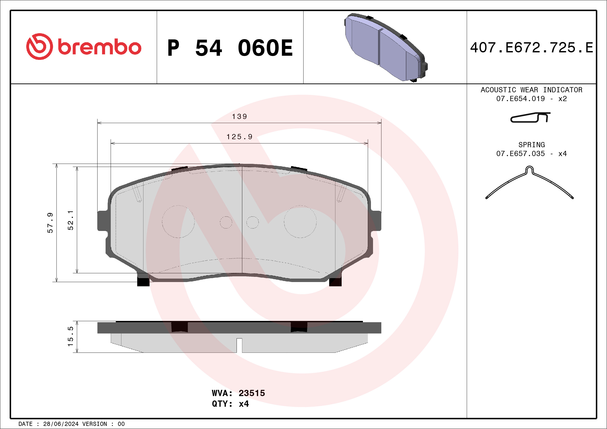 Remblokset Brembo P 54 060E