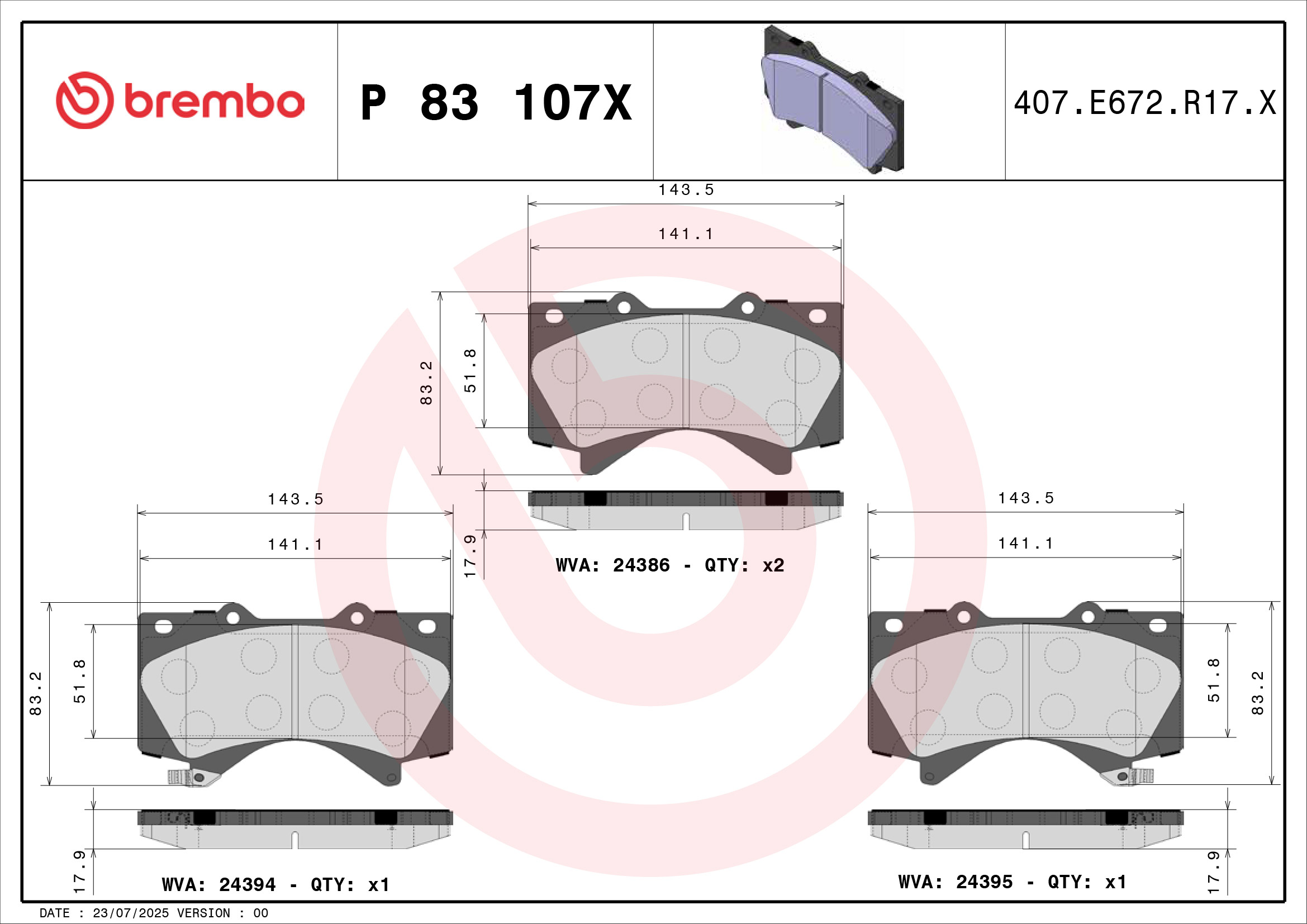 Brembo Remblokset P 83 107X