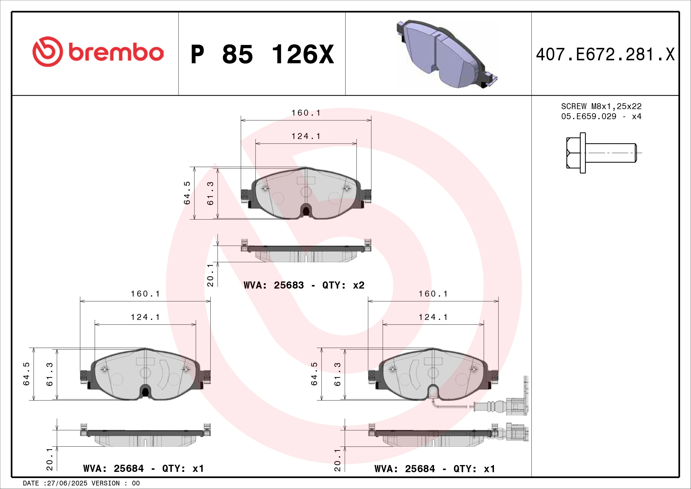 Brembo Remblokset P 85 126X