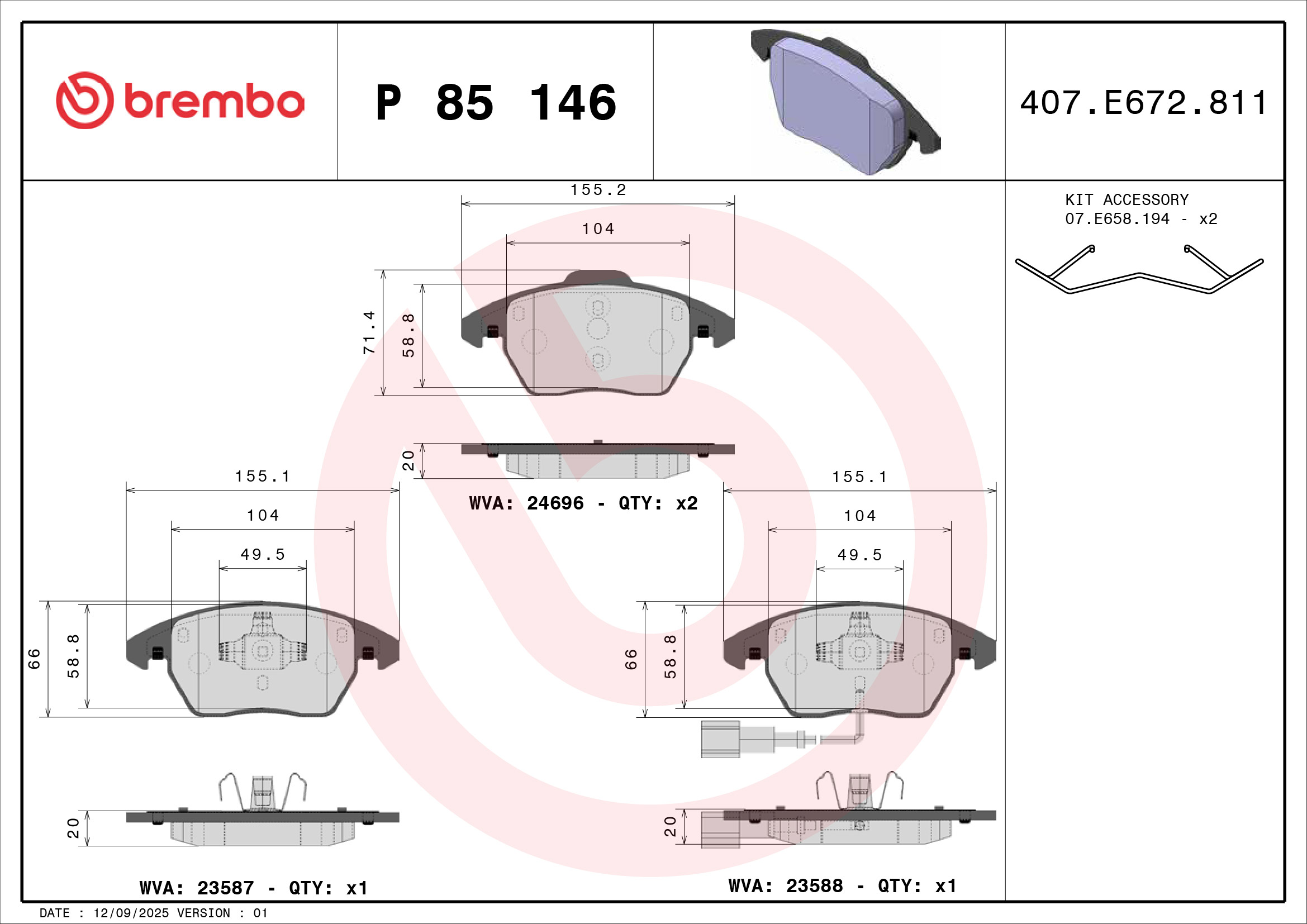 Brembo Remblokset P 85 146