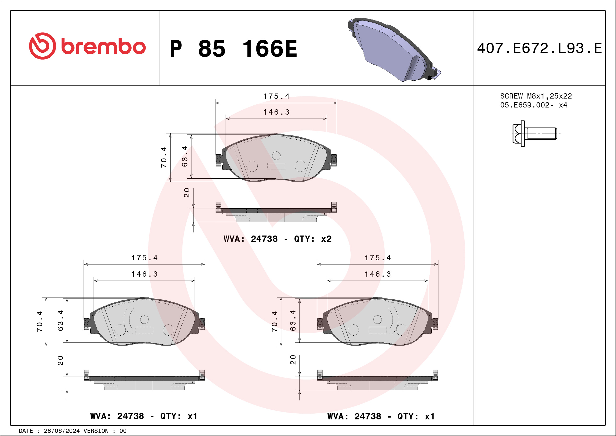 Remblokset Brembo P 85 166E