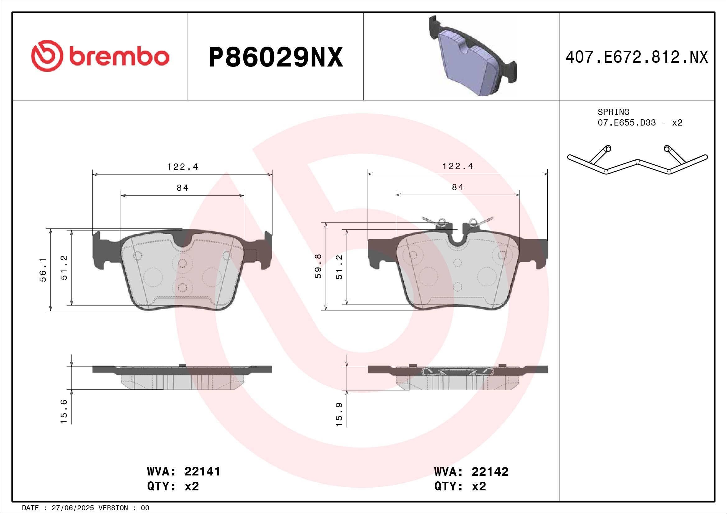 Brembo Remblokkenset, schijfrem P86029NX