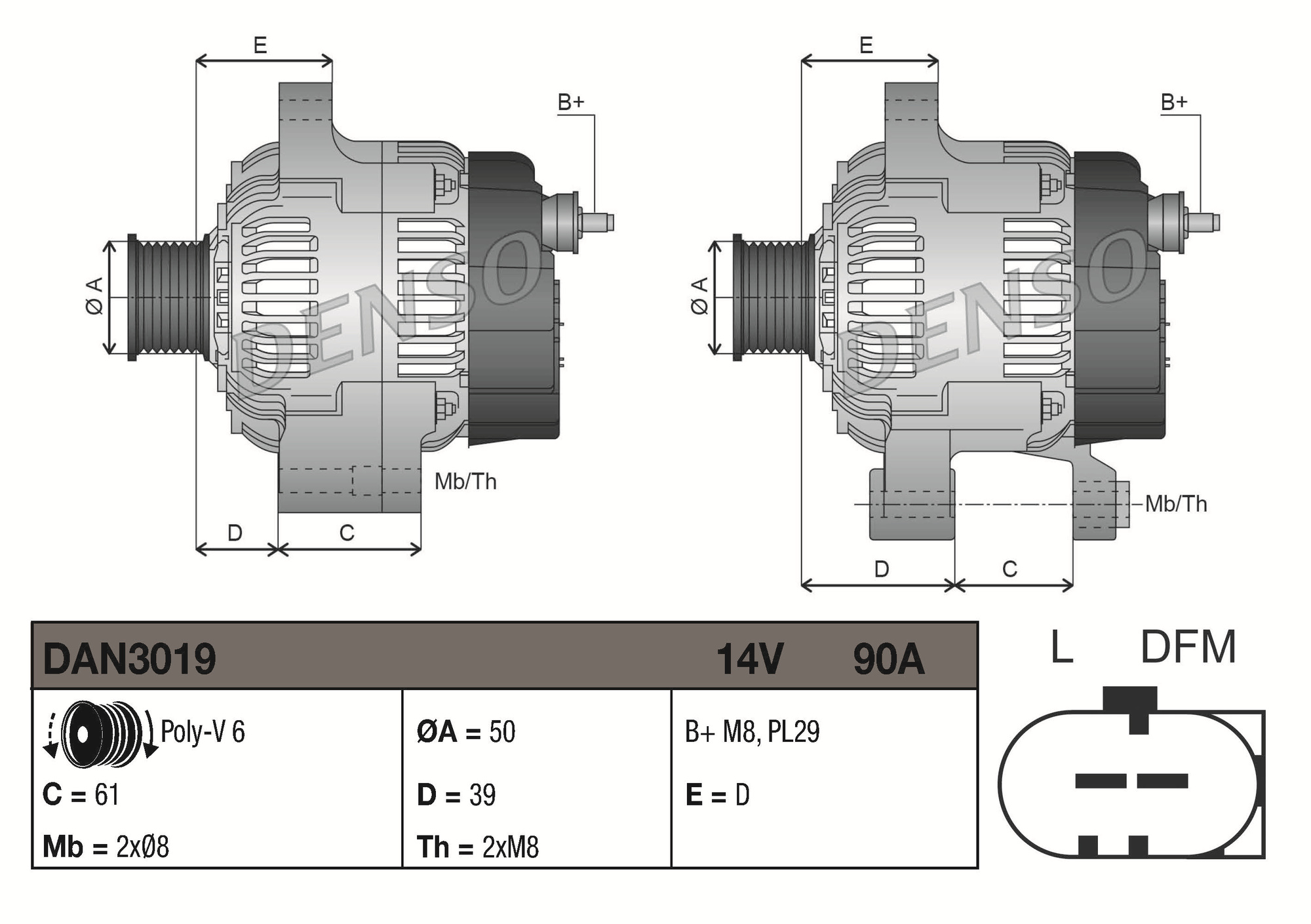 Denso Alternator/Dynamo DAN3019