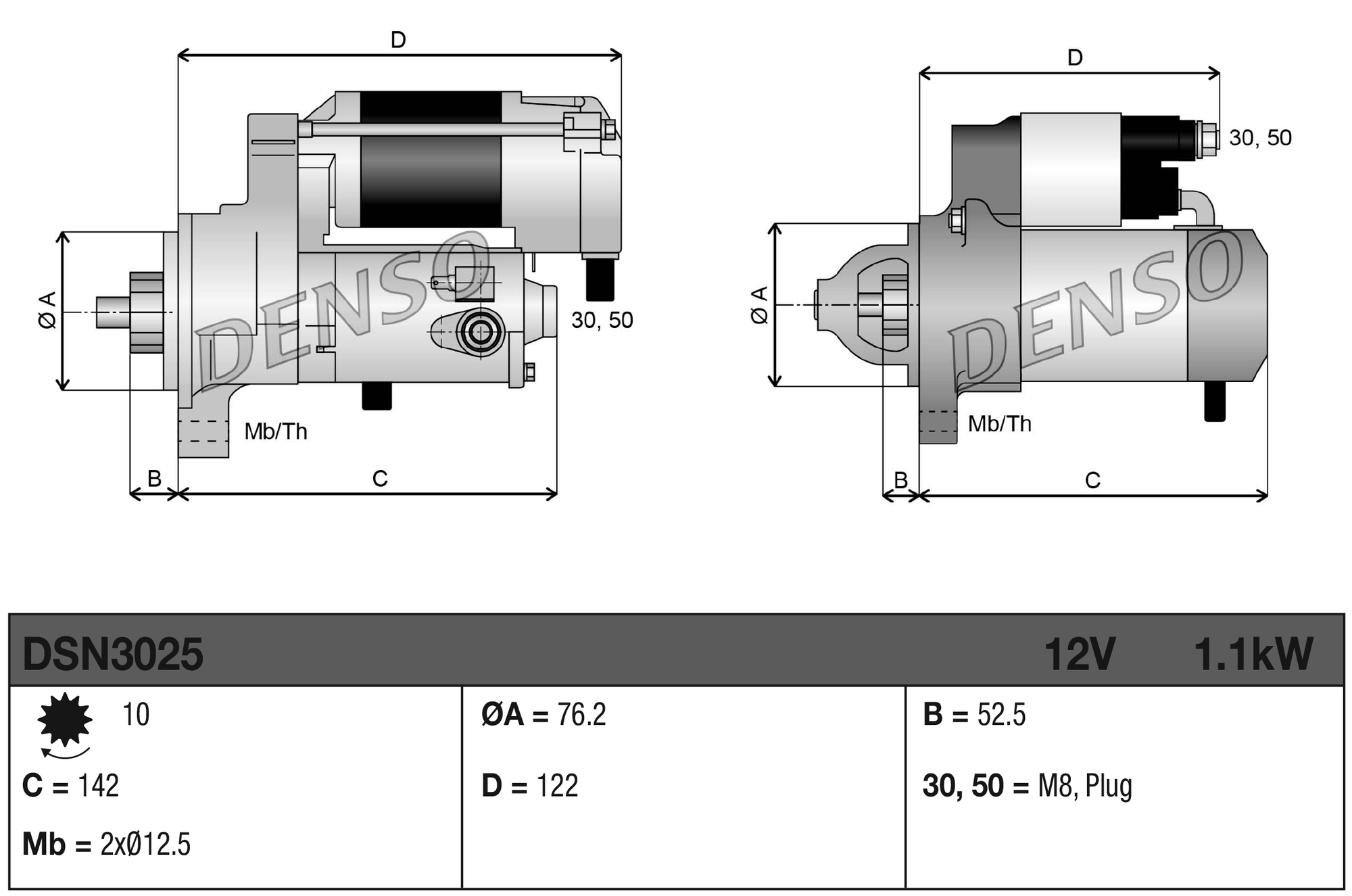Denso Startmotor / Starter DSN3025