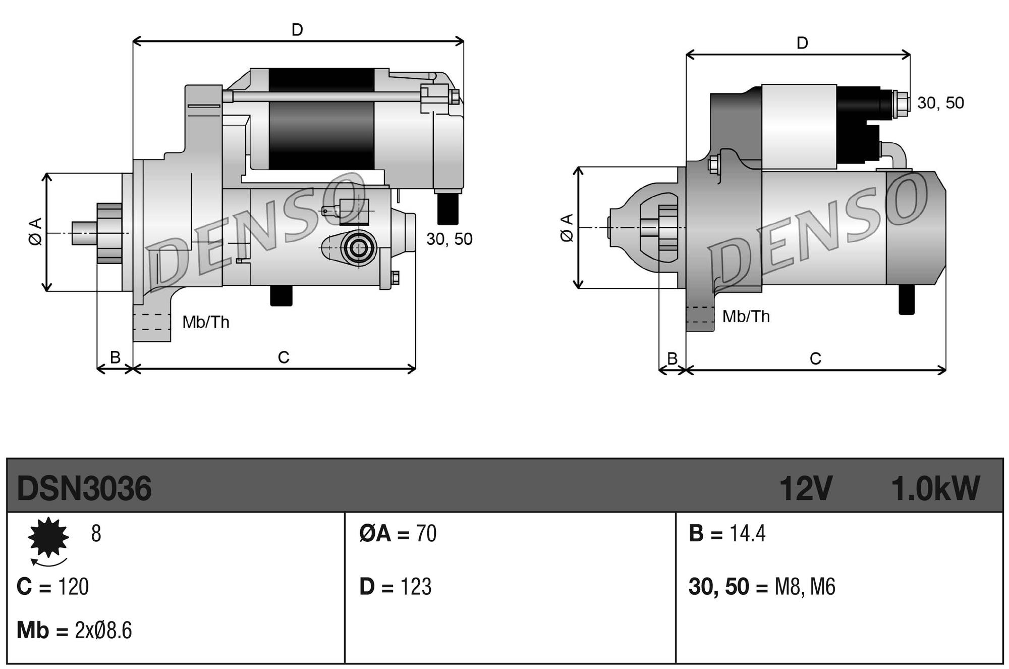 Denso Startmotor / Starter DSN3036