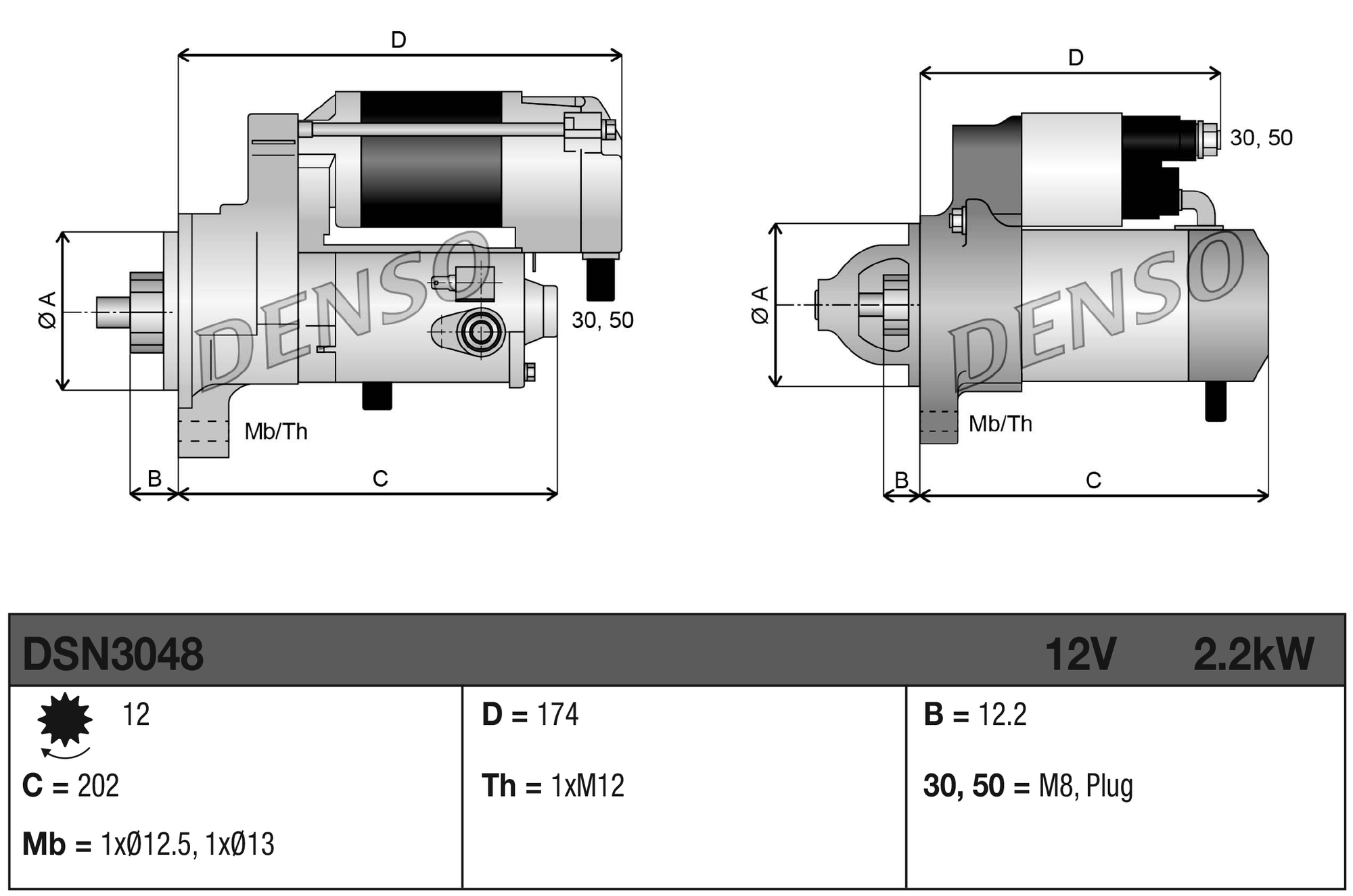 Denso Startmotor / Starter DSN3048