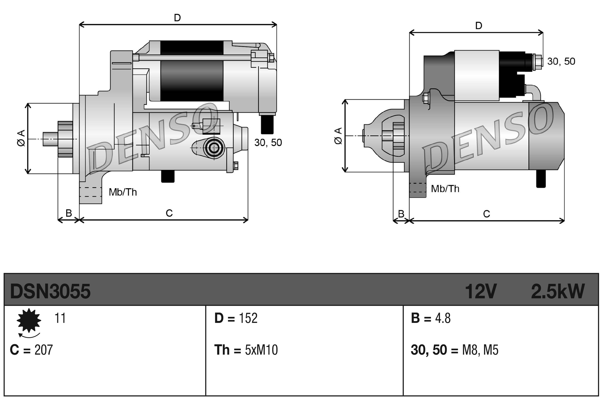 Denso Startmotor / Starter DSN3055
