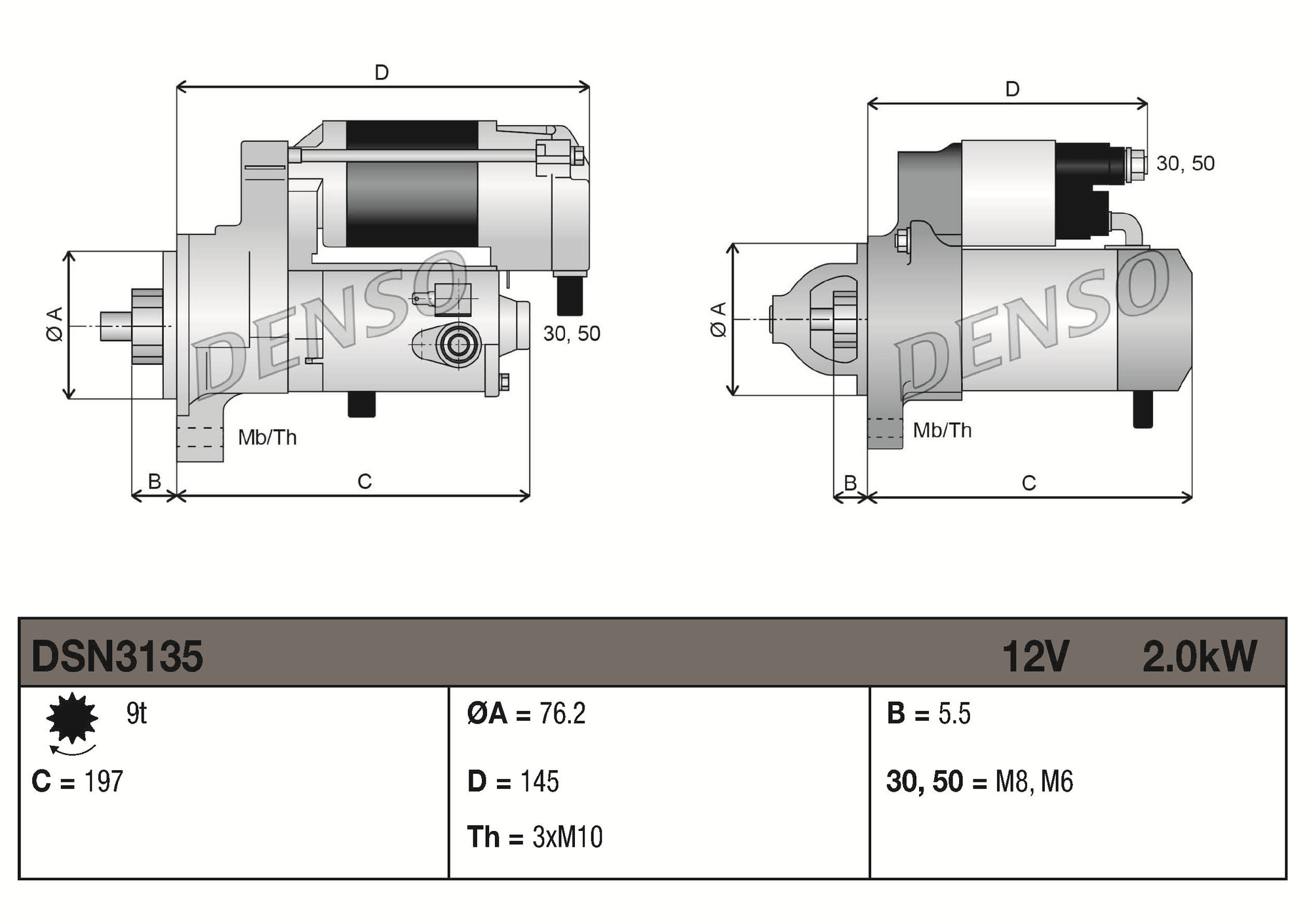 Denso Startmotor / Starter DSN3135