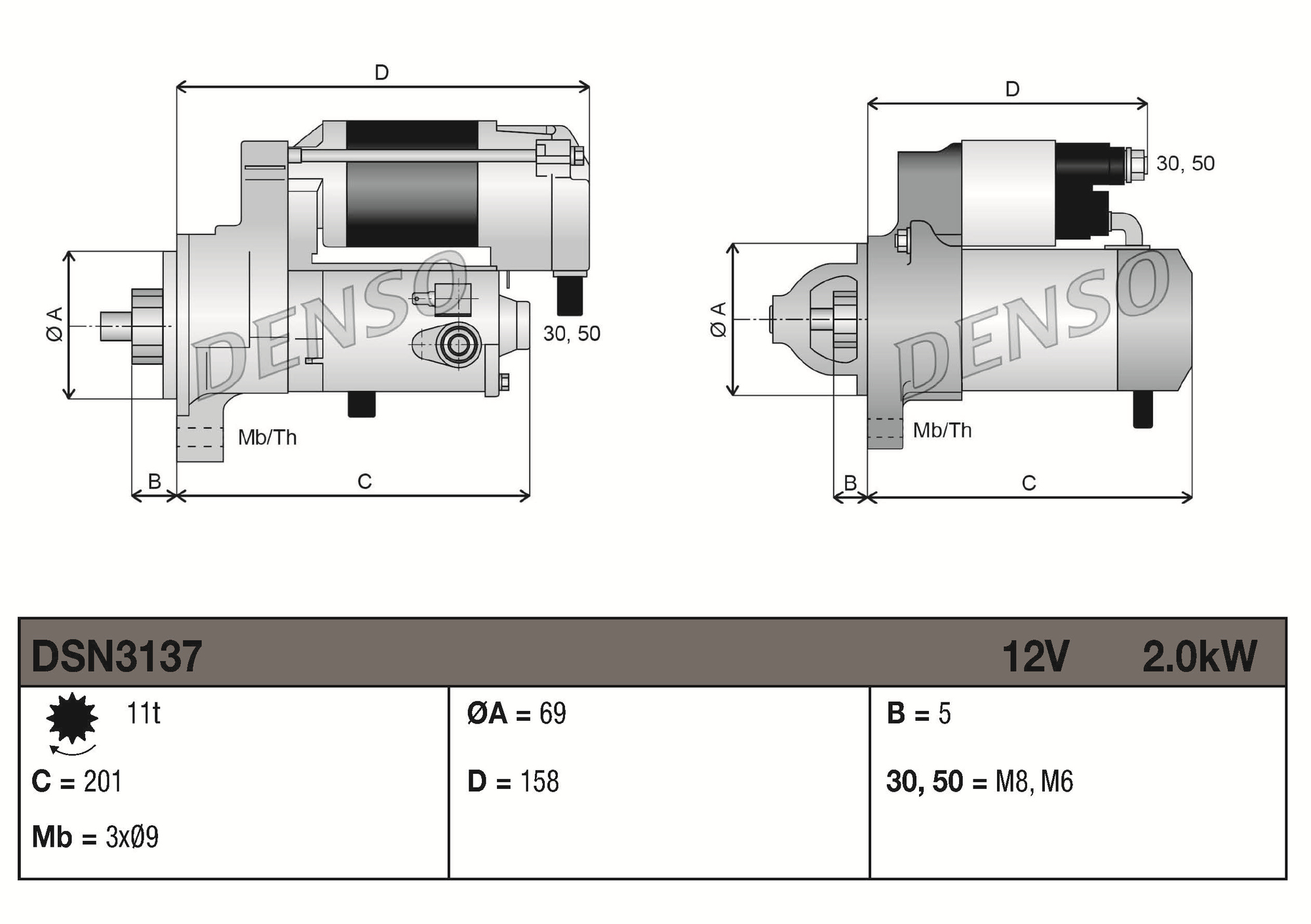 Denso Startmotor / Starter DSN3137