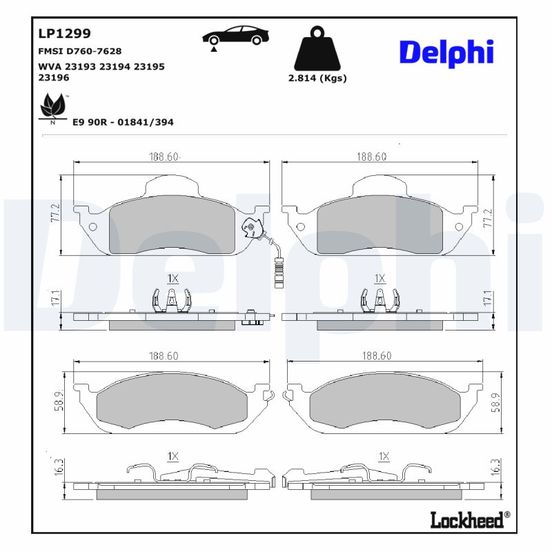 Delphi Diesel Remblokset LP1299