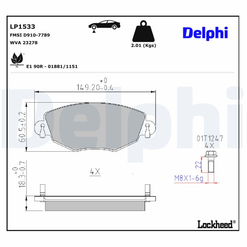 Delphi Diesel Remblokset LP1533