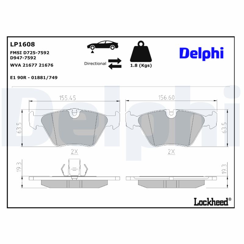 Delphi Diesel Remblokset LP1608