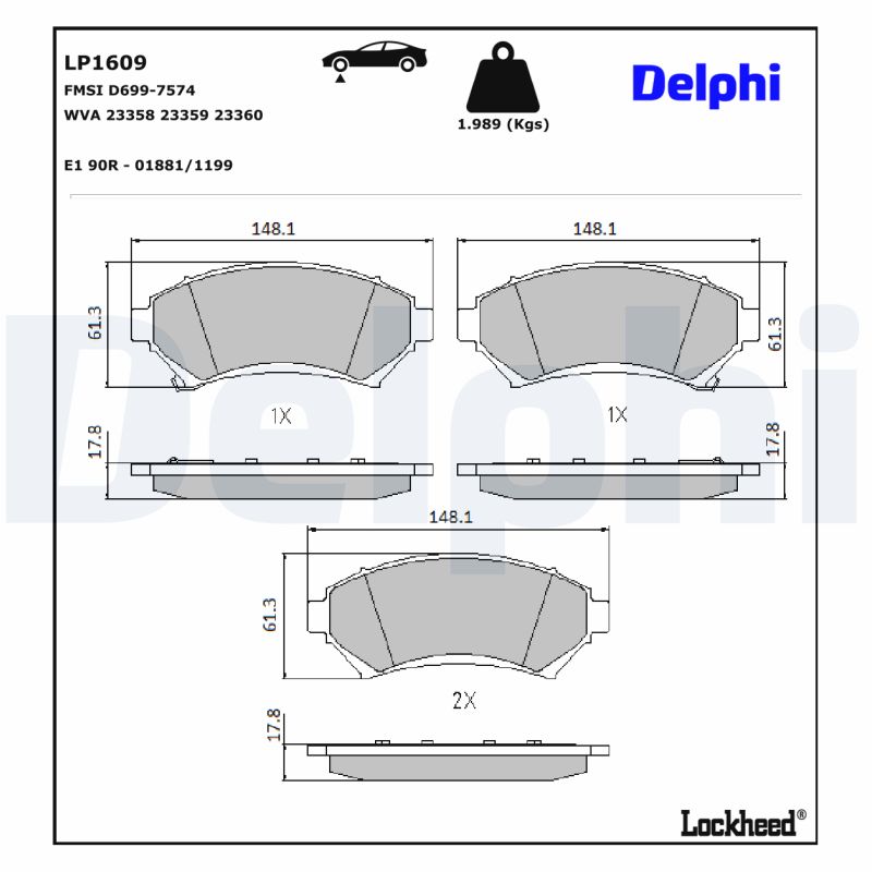 Delphi Diesel Remblokset LP1609