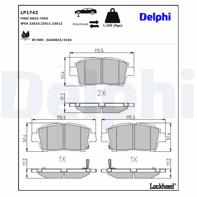 Delphi Diesel Remblokset LP1742