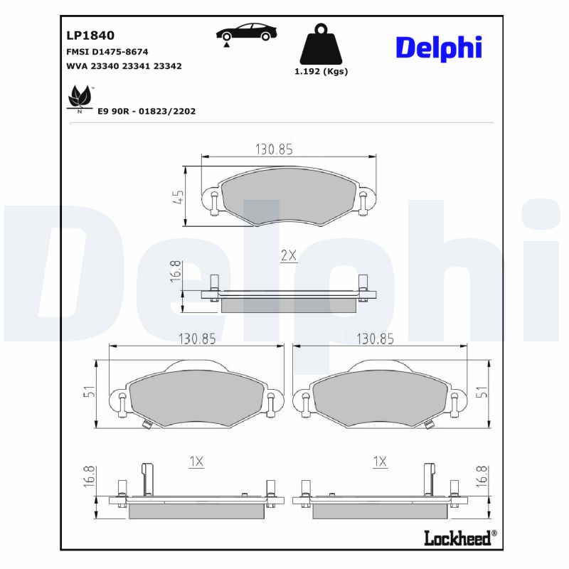 Delphi Diesel Remblokset LP1840