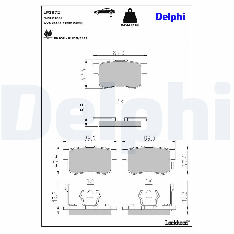 Delphi Diesel Remblokset LP1972
