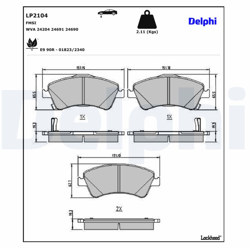Delphi Diesel Remblokset LP2104