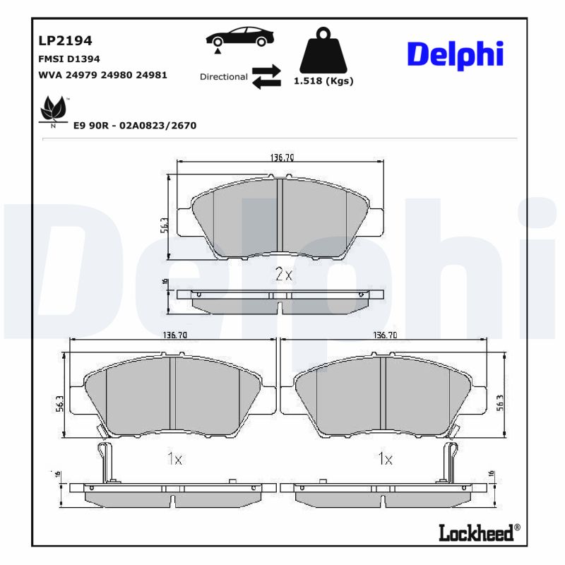 Delphi Diesel Remblokset LP2194