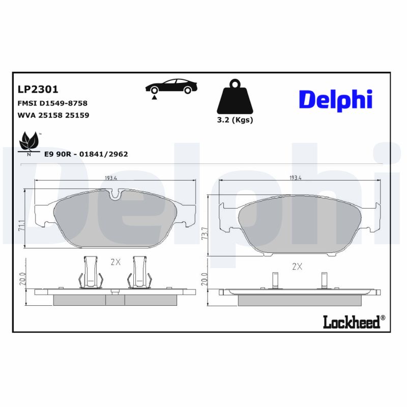 Delphi Diesel Remblokset LP2301