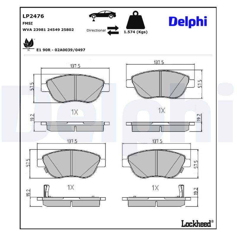 Delphi Diesel Remblokset LP2476