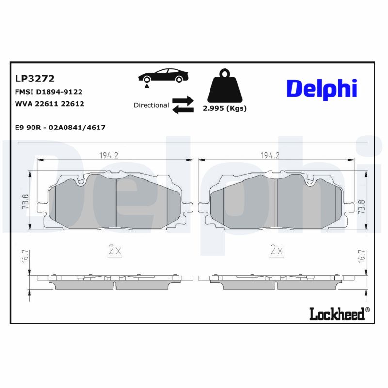 Delphi Diesel Remblokset LP3272