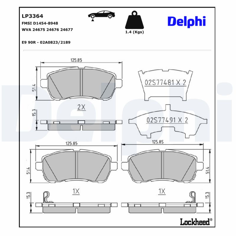 Delphi Diesel Remblokset LP3364