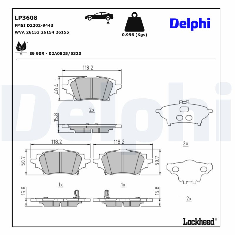 Delphi Diesel Remblokset LP3608