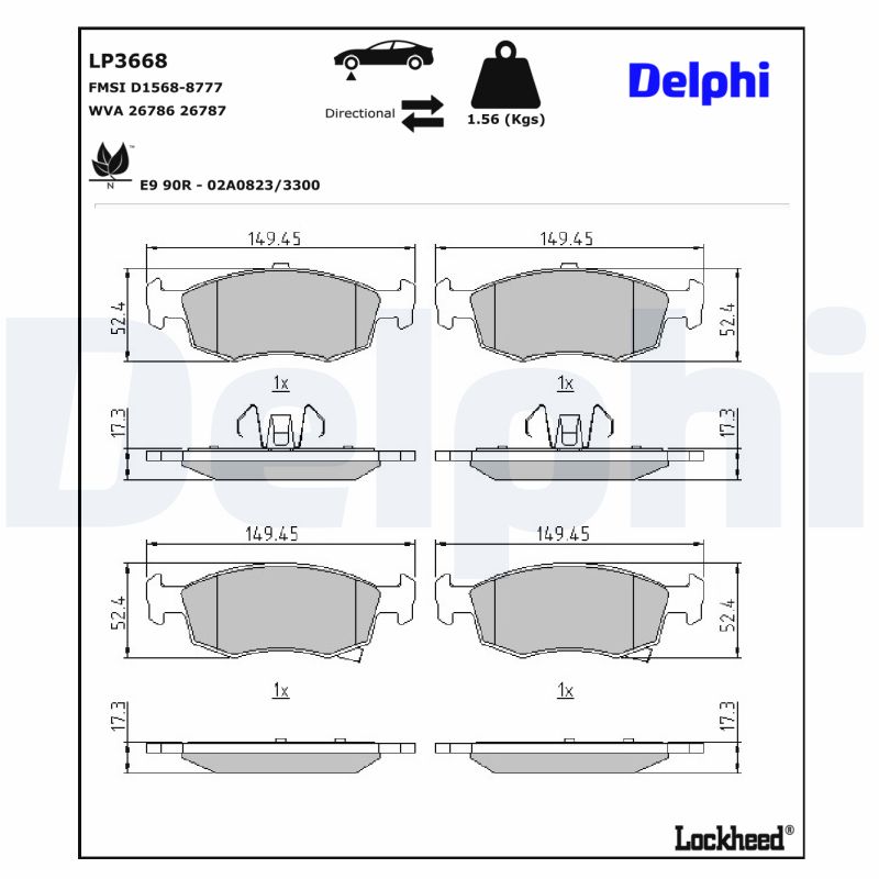 Delphi Diesel Remblokset LP3668