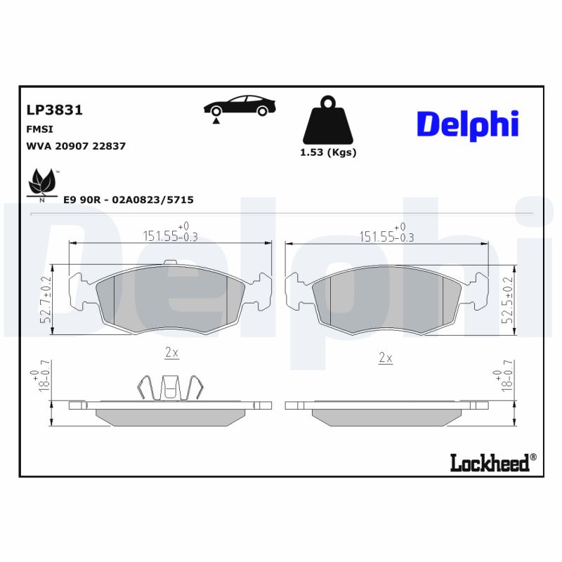 Delphi Diesel Remblokset LP3831