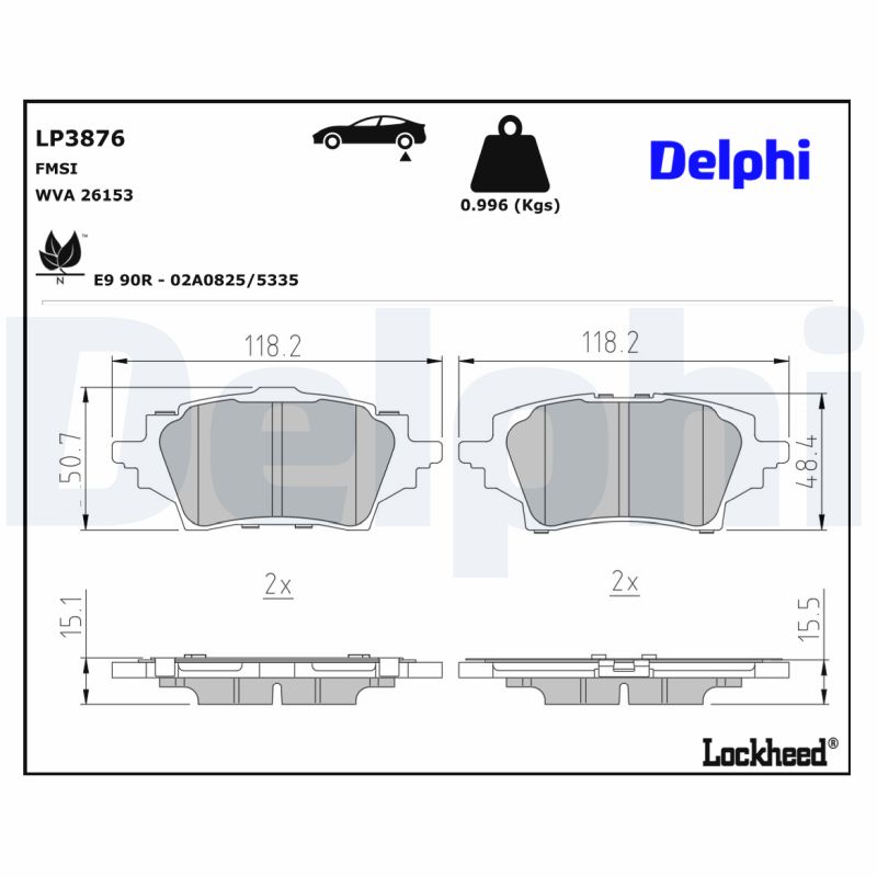 Delphi Diesel Remblokset LP3876