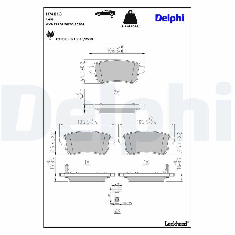 Delphi Diesel Remblokkenset, schijfrem LP4013