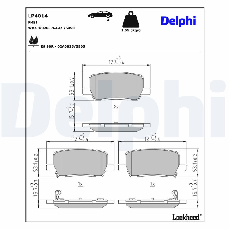 Remblokkenset, schijfrem Delphi Diesel LP4014