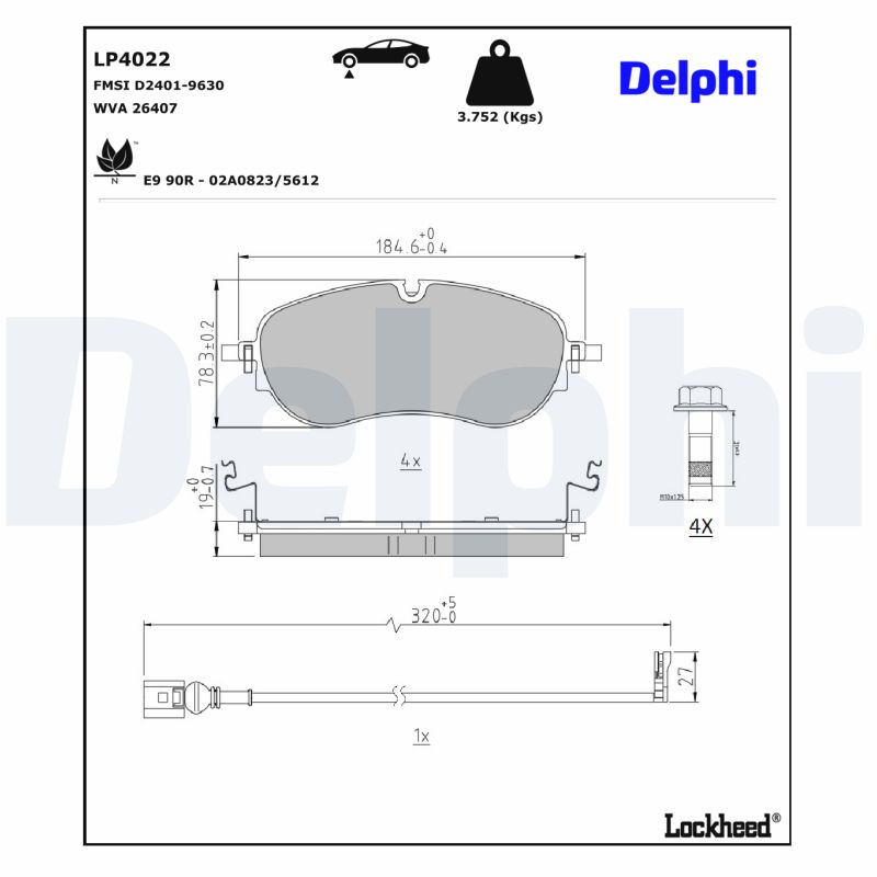 Delphi Diesel Remblokkenset, schijfrem LP4022